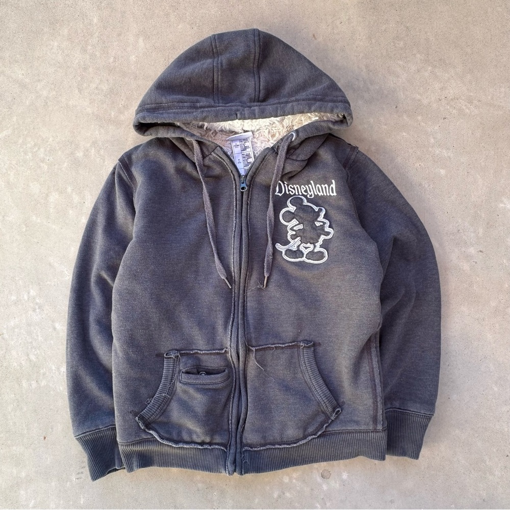 Disney Y2K Mickey Charcoal Zip-Up Hoodie Size M